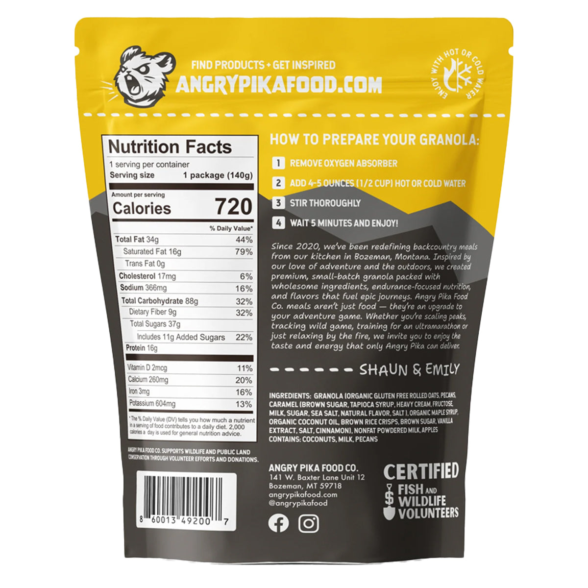 Angry Pika Food Co. Caramel Apple Breakfast Granola