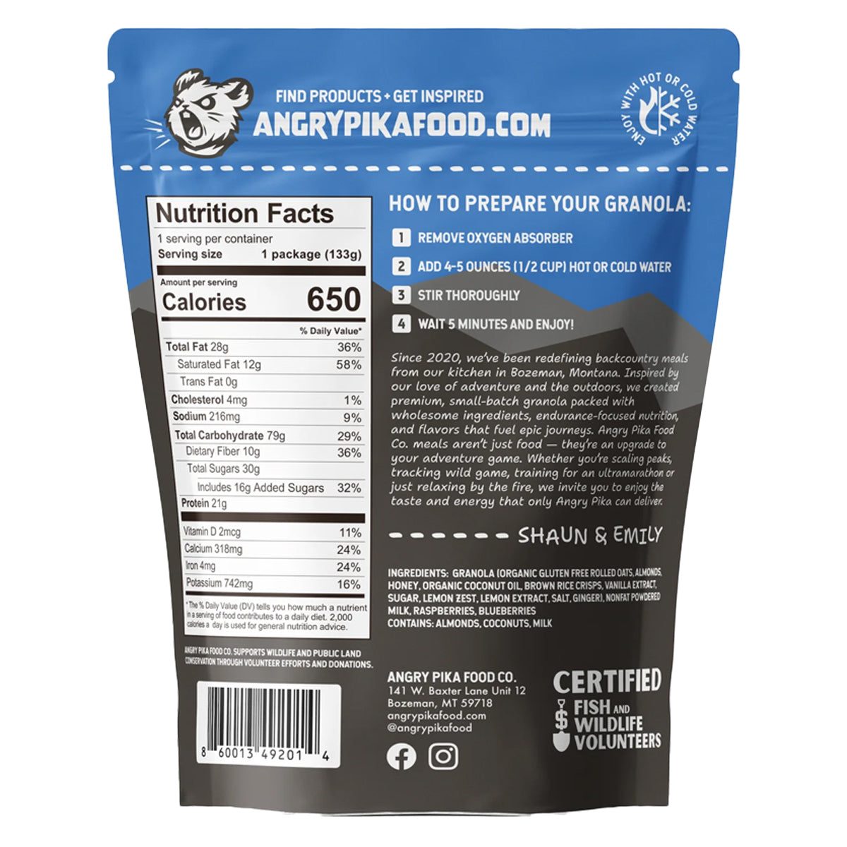 Angry Pika Food Co. Lemon Berry Breakfast Granola