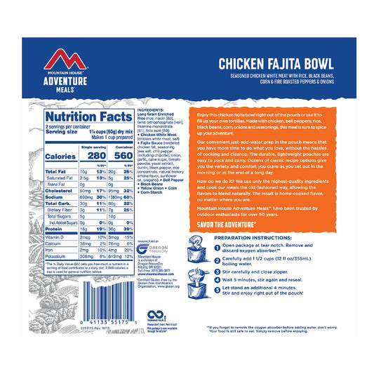 Another look at the Mountain House Chicken Fajita Pro-Pak