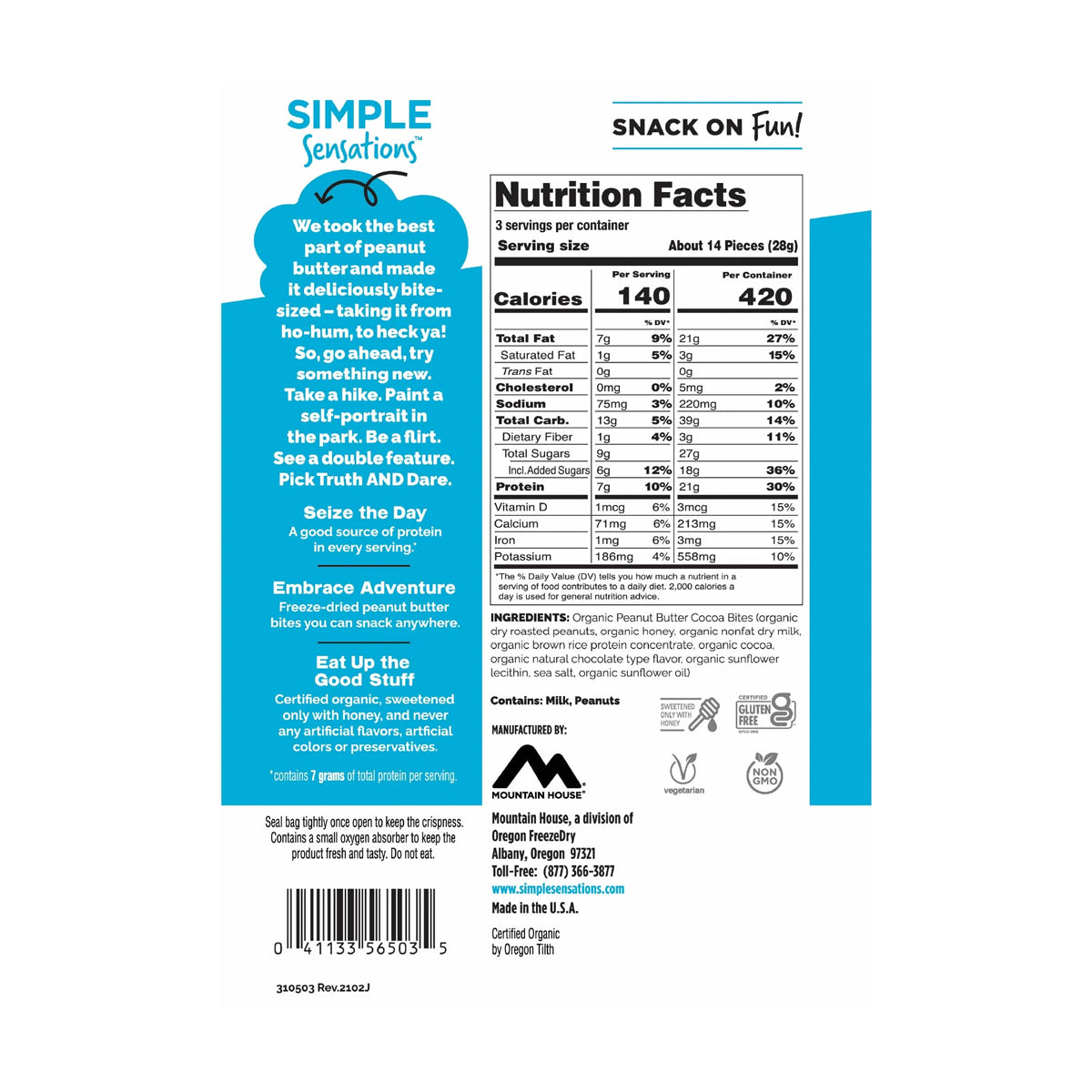 Mountain House Peanut Butter Bites