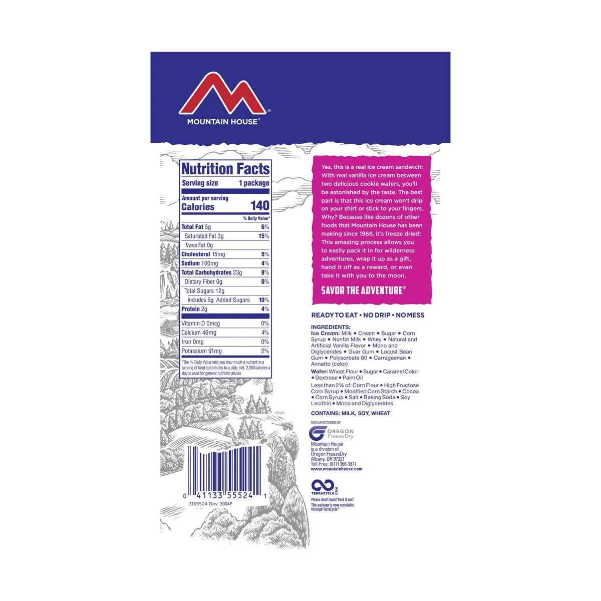 Mountain House Vanilla Ice Cream Sandwich