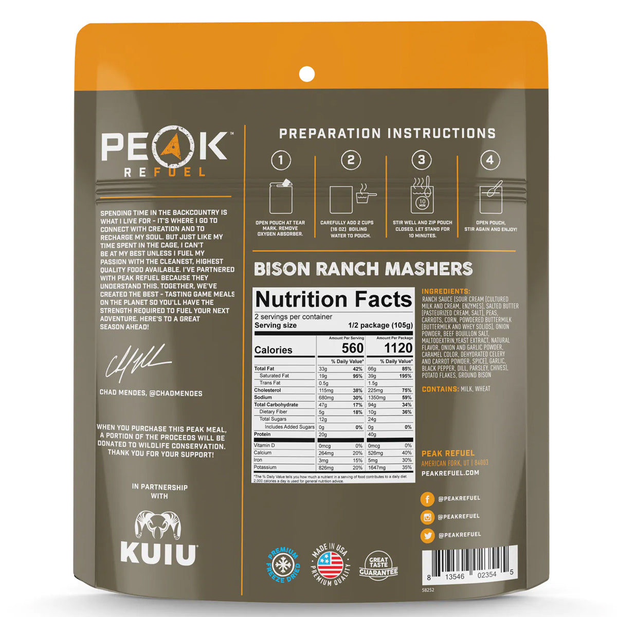 Peak Refuel Bison Ranch Mashers