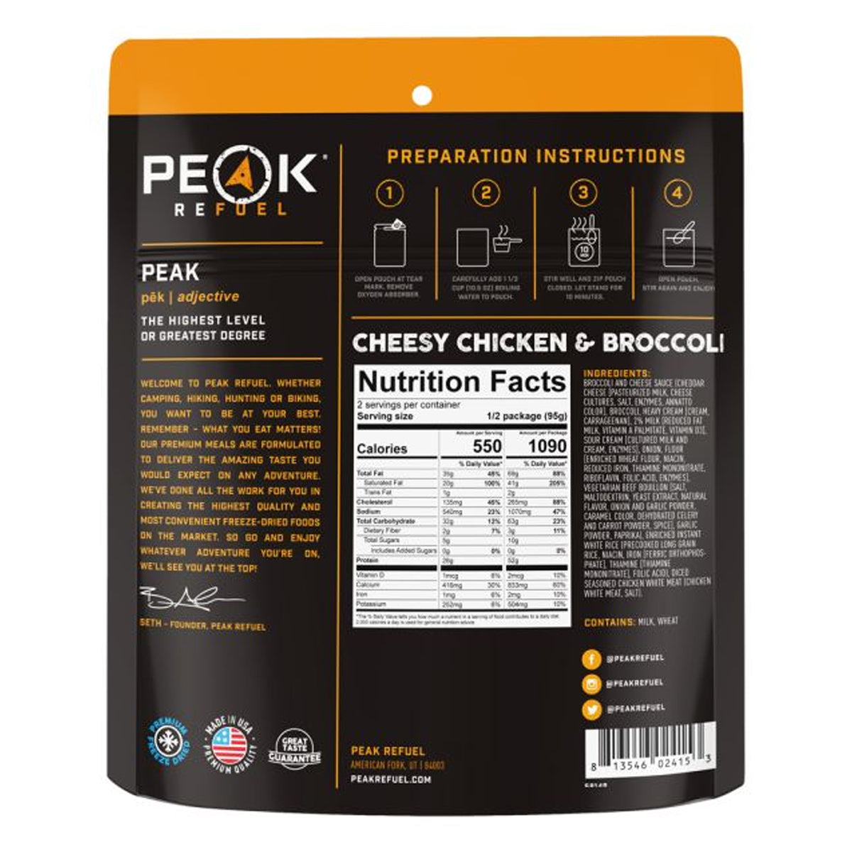 Peak Refuel Cheesy Chicken & Broccoli