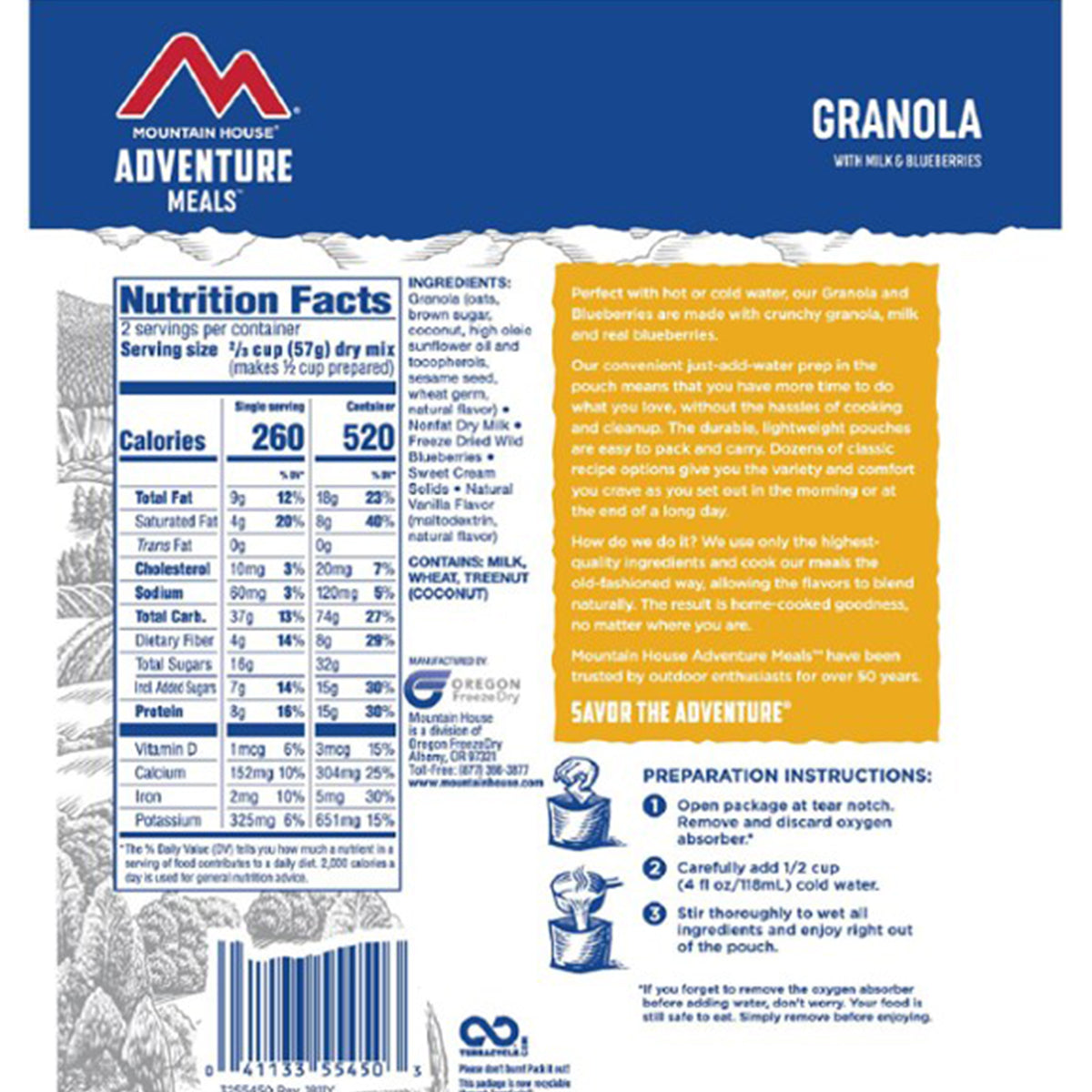 Mountain House Granola with Milk and Blueberries by Mountain House | Camping - goHUNT Shop