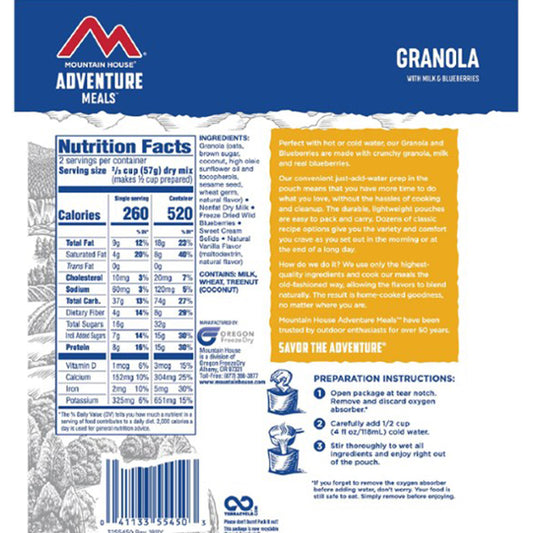 Another look at the Mountain House Granola with Milk and Blueberries