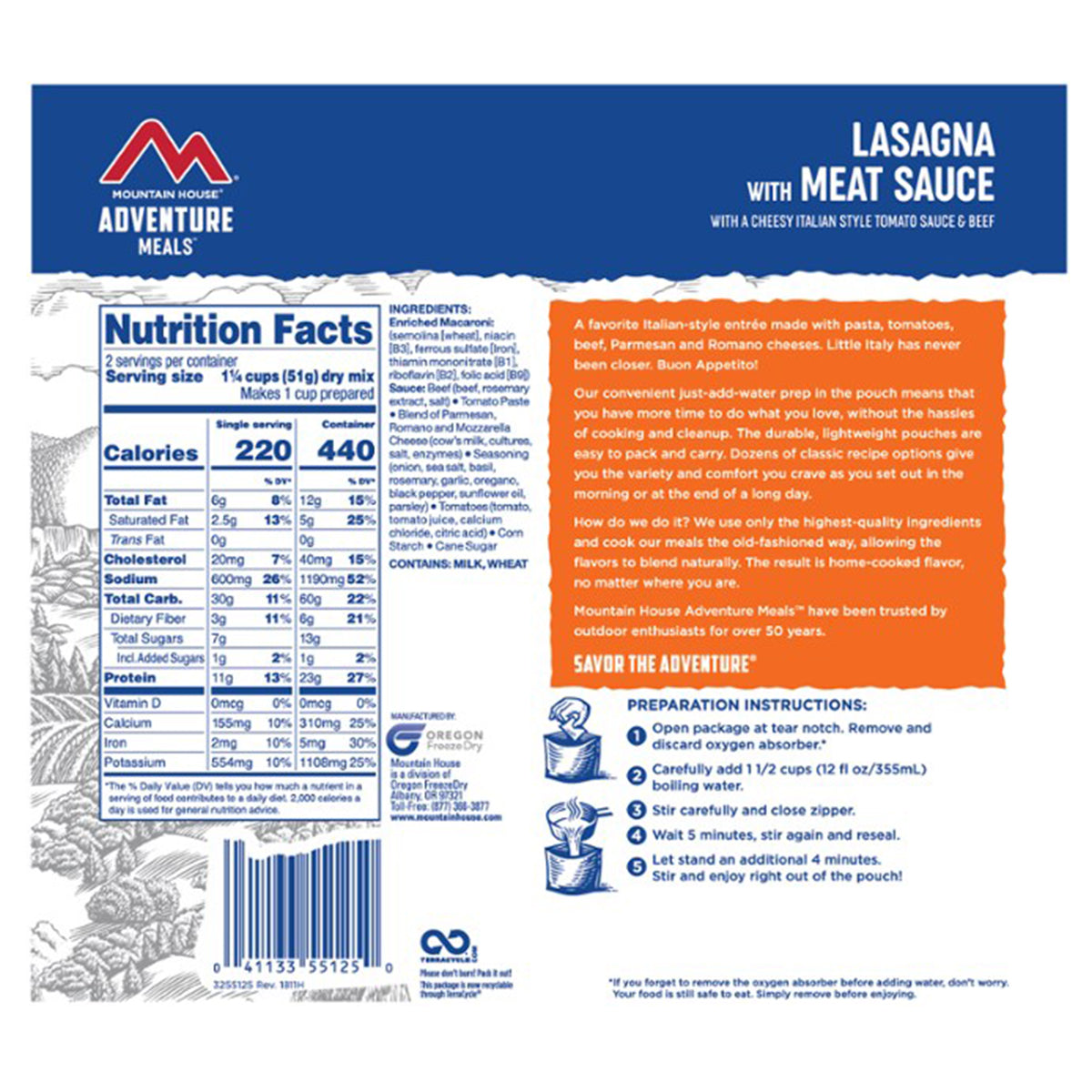 Mountain House Lasagna with Meat Sauce - goHUNT Shop