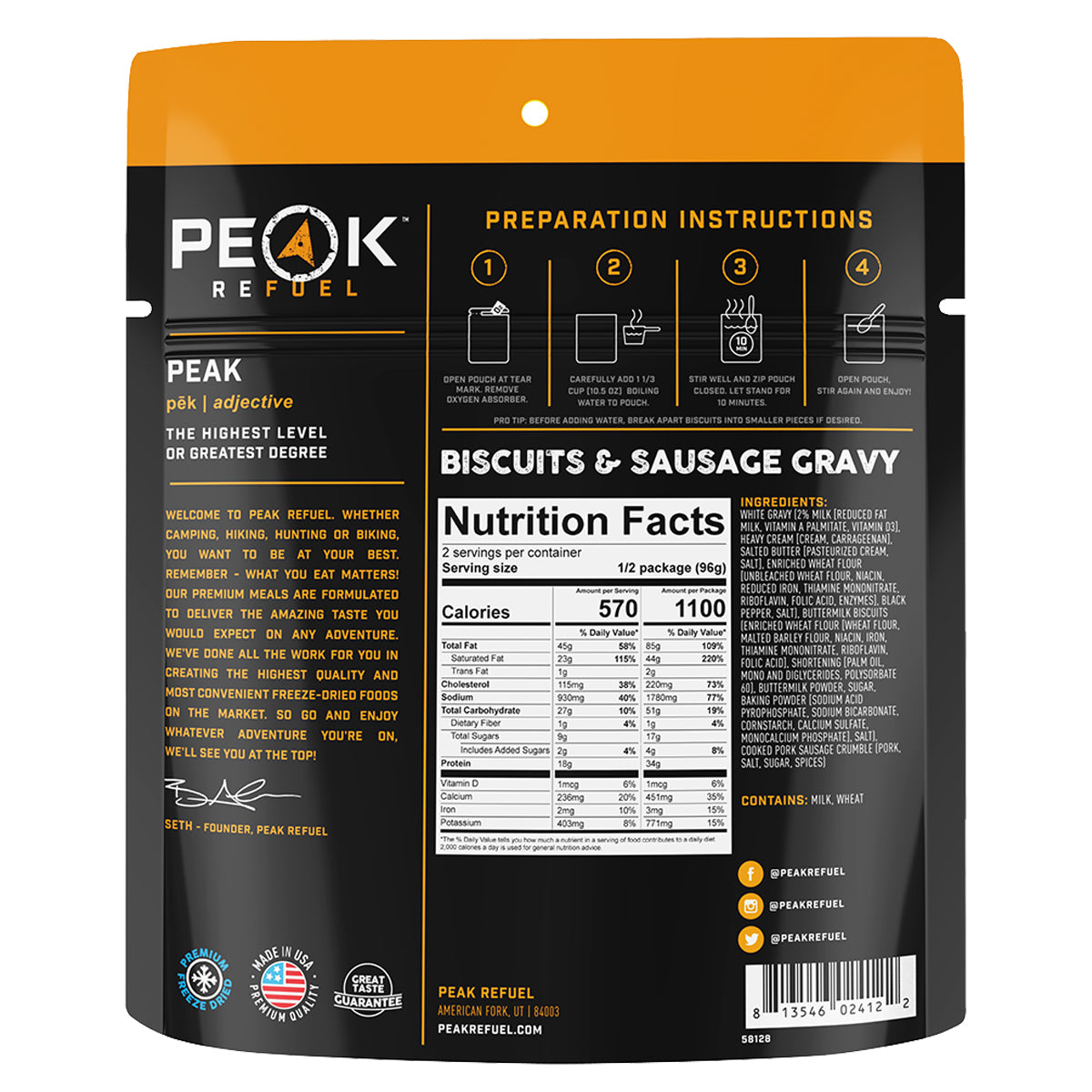 Peak Refuel Biscuits & Sausage Gravy