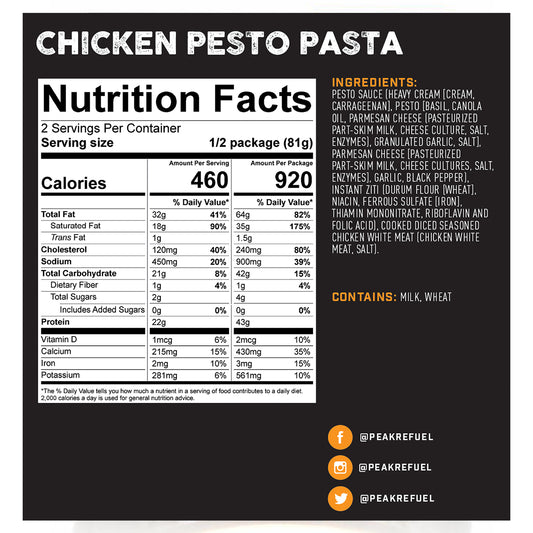 Another look at the Peak Refuel Chicken Pesto Pasta