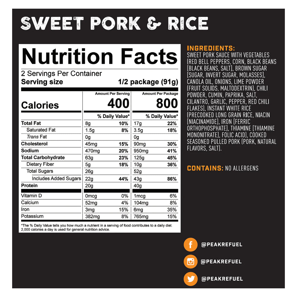 Peak Refuel Sweet Pork & Rice