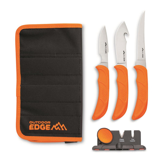 Outdoor Edge WildLite Knives + Sharpener + Roll Pack