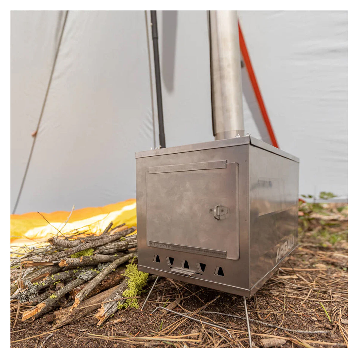 foldable tent stove Argali Skyline Ti Titanium Wood Stove 10 ft