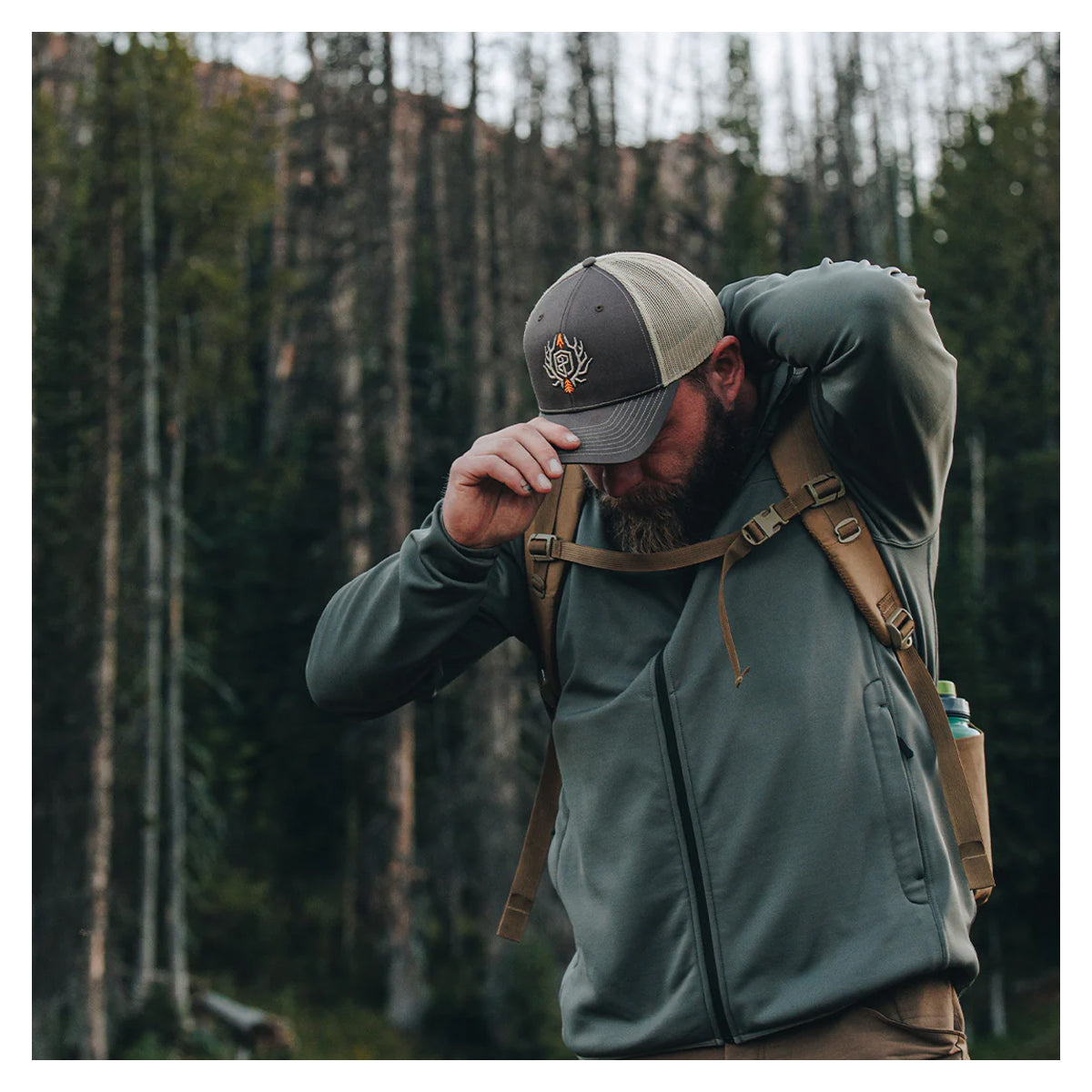 Born Primitive Outdoor Trucker Hat in Brown by GOHUNT | Born Primitive - GOHUNT Shop