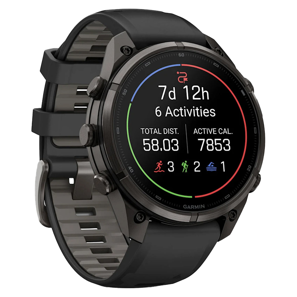 Carbon Gray DLC Titanium with Black/Pebble Gray Silicone Band