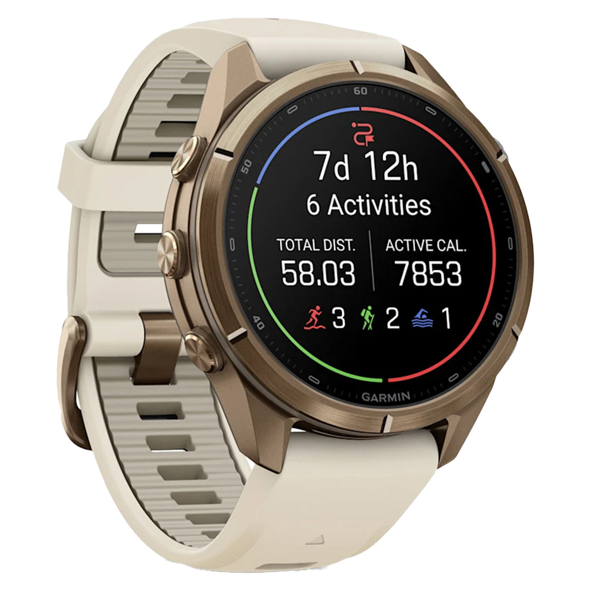Garmin Fenix 9 Pro in Autumn Gold Titanium with Cream/French gray Silicone Band by GOHUNT | Garmin - GOHUNT Shop