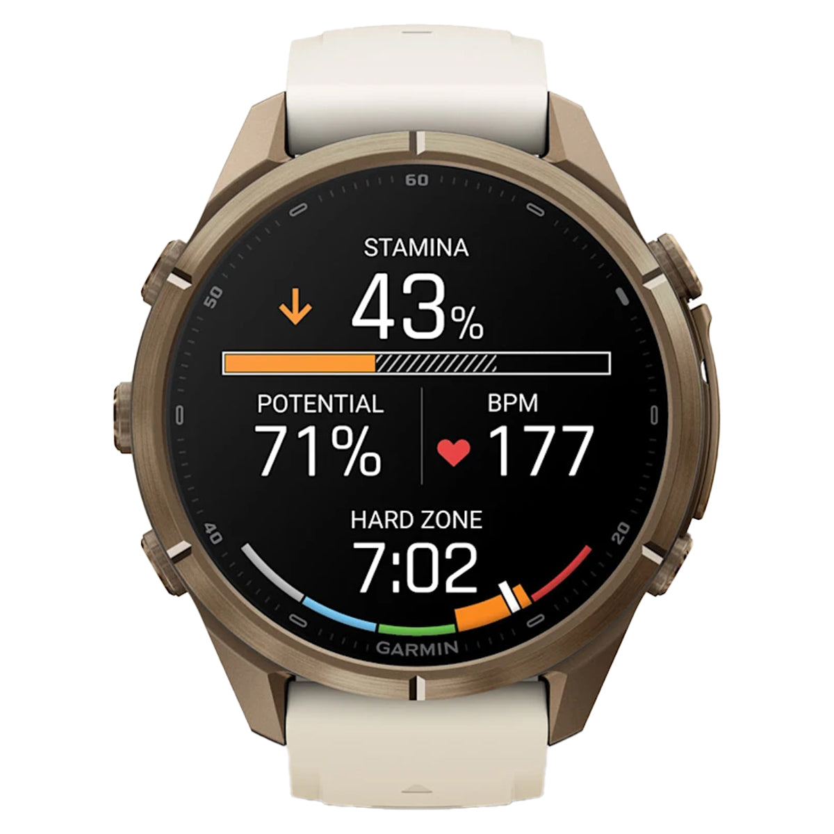 Garmin Fenix 9 Pro in Autumn Gold Titanium with Cream/French gray Silicone Band by GOHUNT | Garmin - GOHUNT Shop