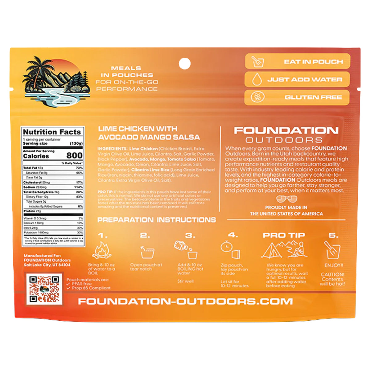 Foundation Outdoors Lime Chicken with Mango Avocado Salsa Meal in  by GOHUNT | Foundation Outdoors - GOHUNT Shop