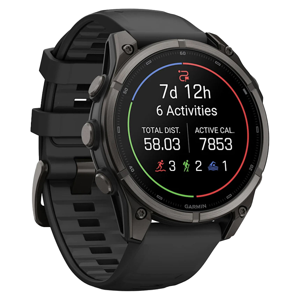 Garmin Fenix 9 in Carbon Gray DLC Titanium with Black Silicone Band by GOHUNT | Garmin - GOHUNT Shop
