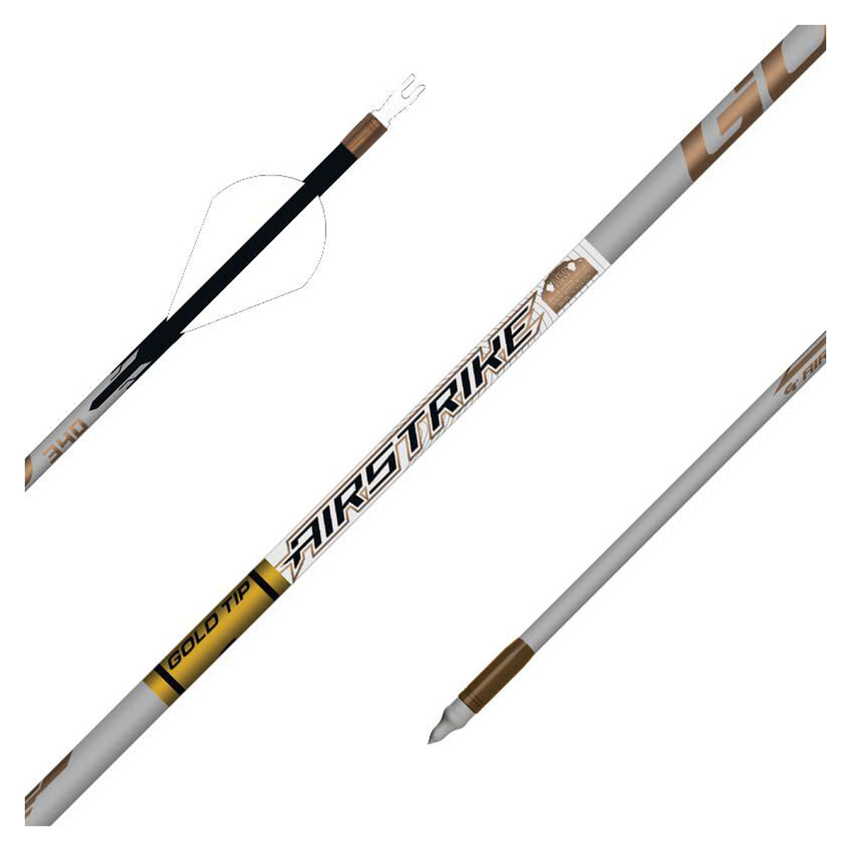 Gold Tip AirStrike Pre-Fletched Arrows - 6 Count in  by GOHUNT | Gold Tip - GOHUNT Shop