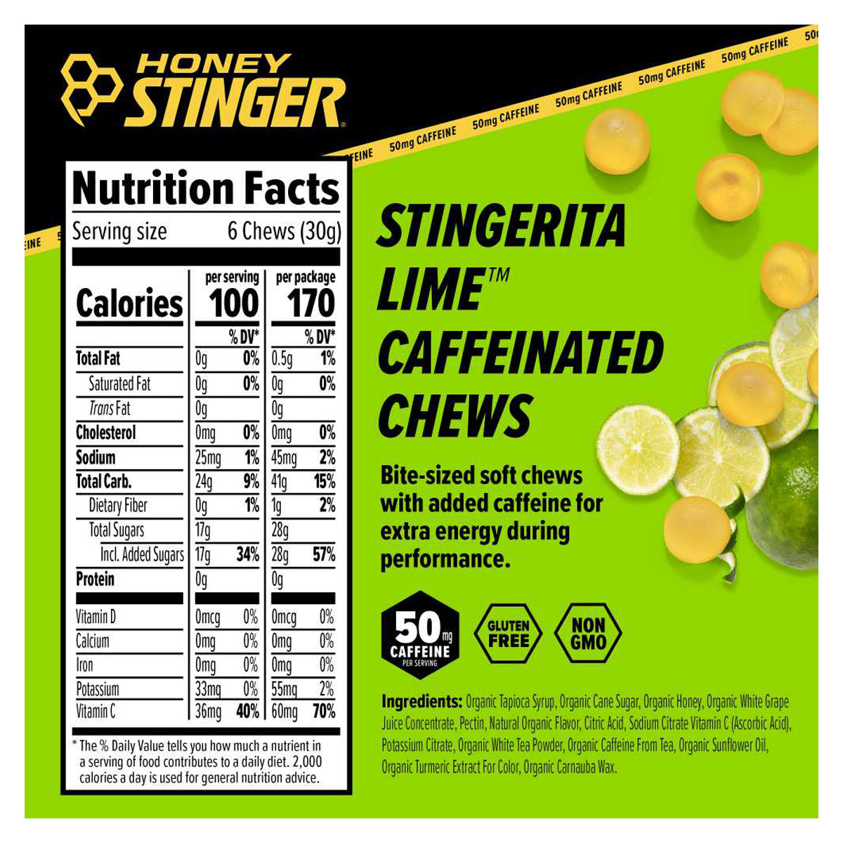 Honey Stinger Caffeinated Energy Chews - 12 Count
