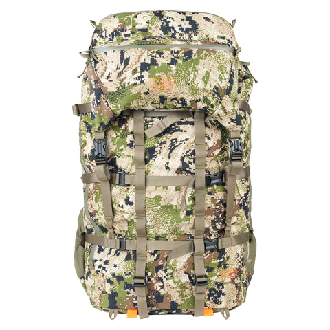 Mystery Ranch Metcalf 100 hunting pack in earth brown 500D Cordura with updated yoke Guide Light MT NICE Frame, 3-ZIP front access, bridging design between Metcalf 75L and Marshall 105L