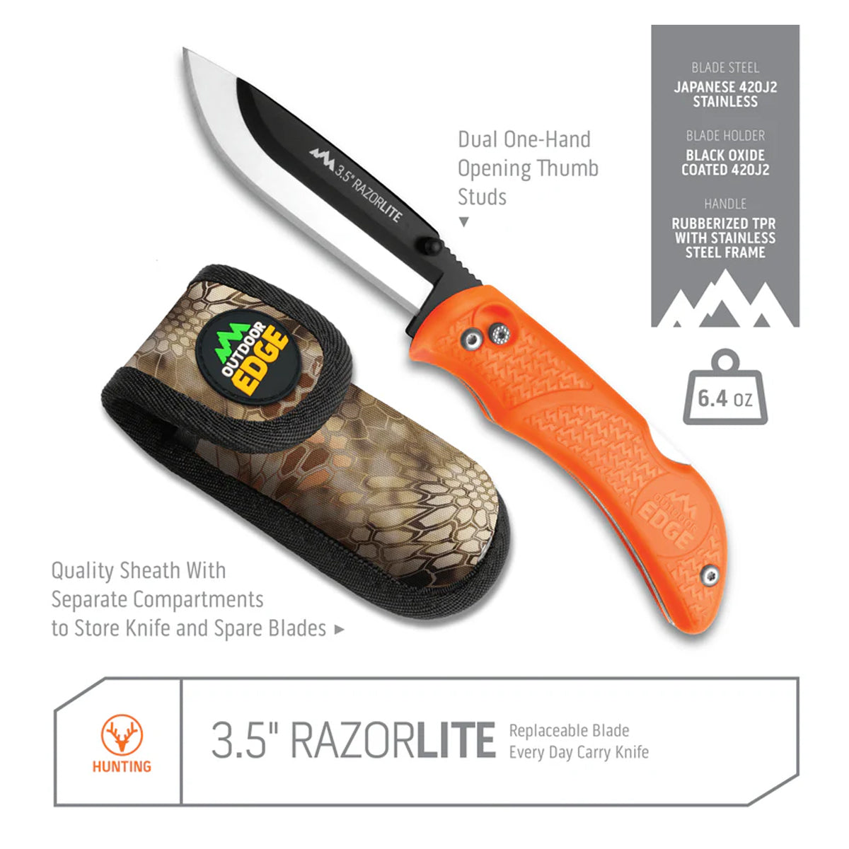 Outdoor Edge 3.5" RazorPro L Replaceable Blade Knife