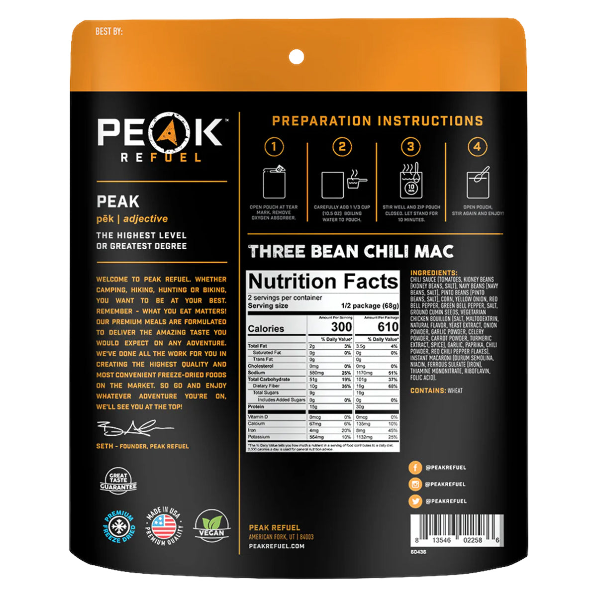 Peak Refuel Three Bean Chili Mac in  by GOHUNT | Peak Refuel - GOHUNT Shop