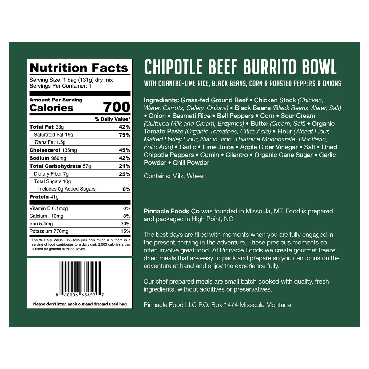 Pinnacle Foods Chipotle Beef Burrito with Corn and Cilantro Lime Rice