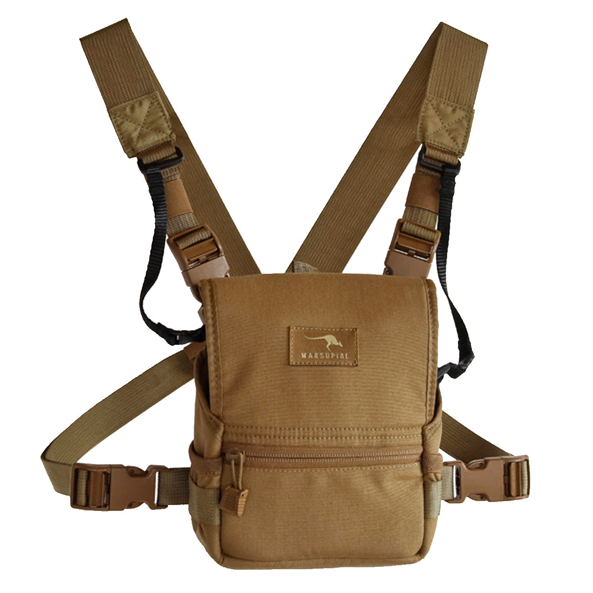marsupial gear bino harness Binocular Chest Pack, COYOTE BROWN / Standard Webbing / Medium