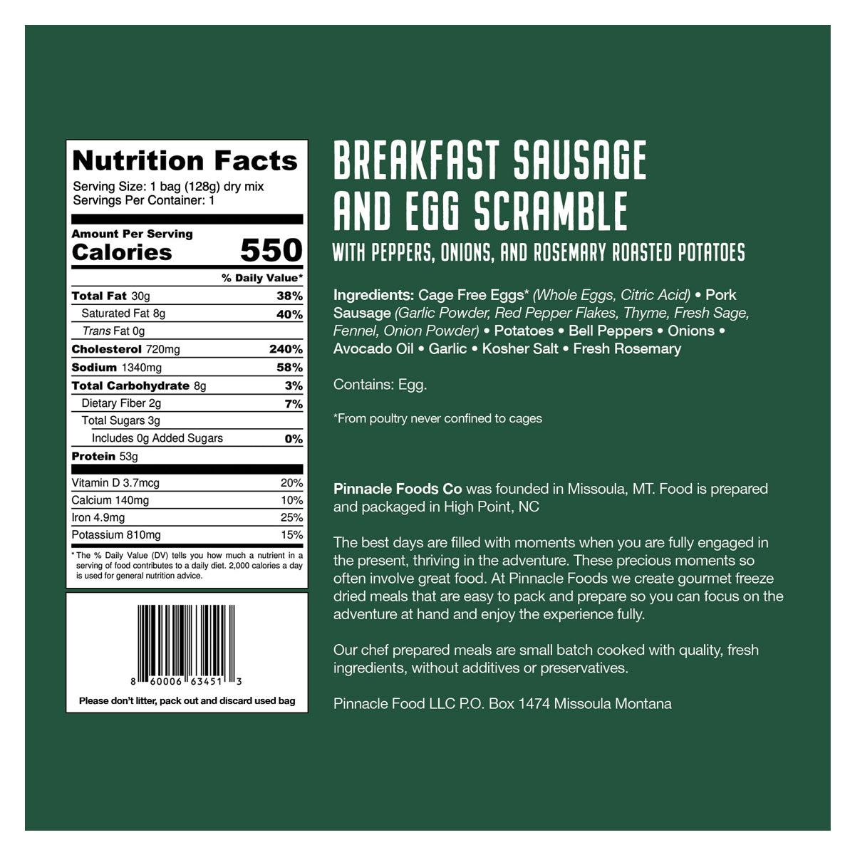 Pinnacle Foods Breakfast Sausage and Egg Scramble