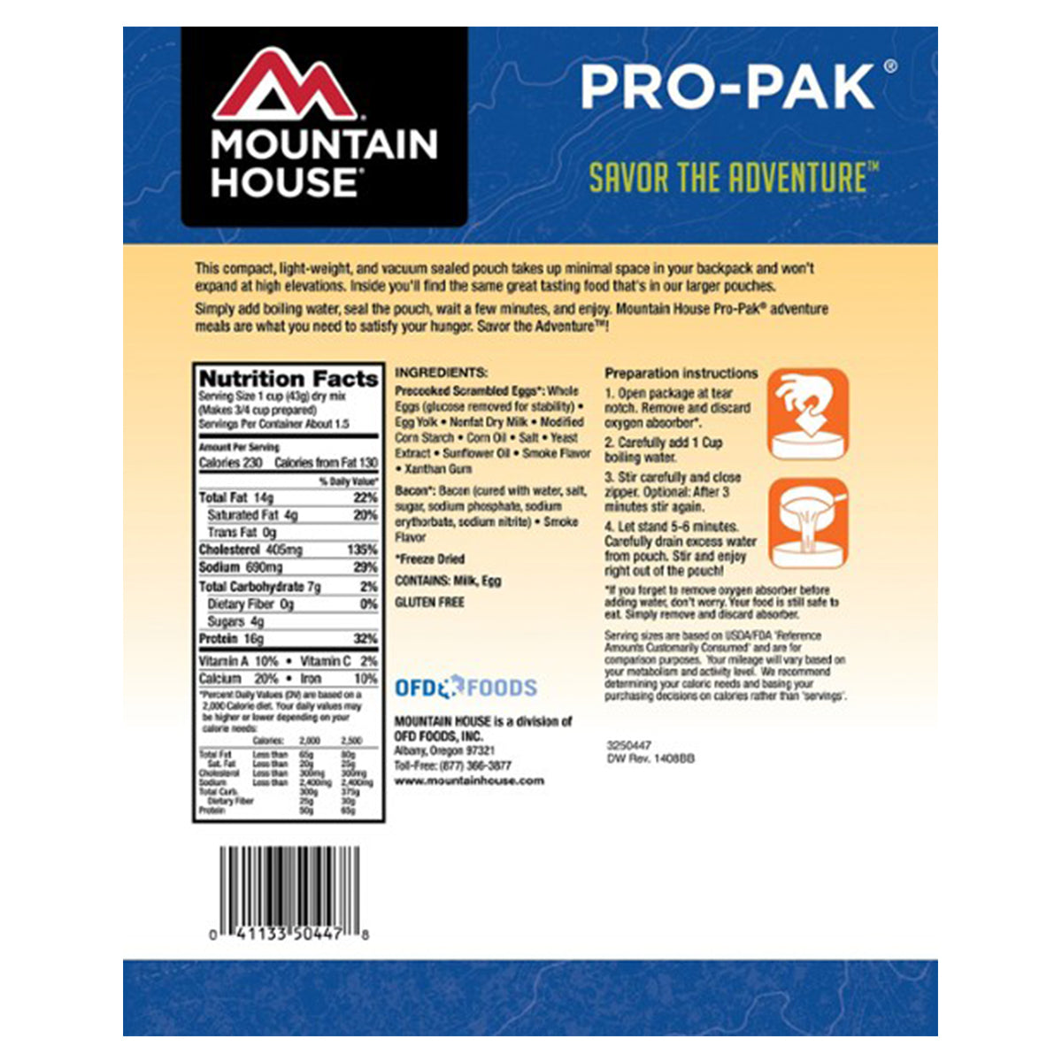 Mountain House Scrambled Eggs with Bacon Pro-Pak in Mountain House Scrambled Eggs with Bacon Pro-Pak by Mountain House | Camping - goHUNT Shop by GOHUNT | Mountain House - GOHUNT Shop